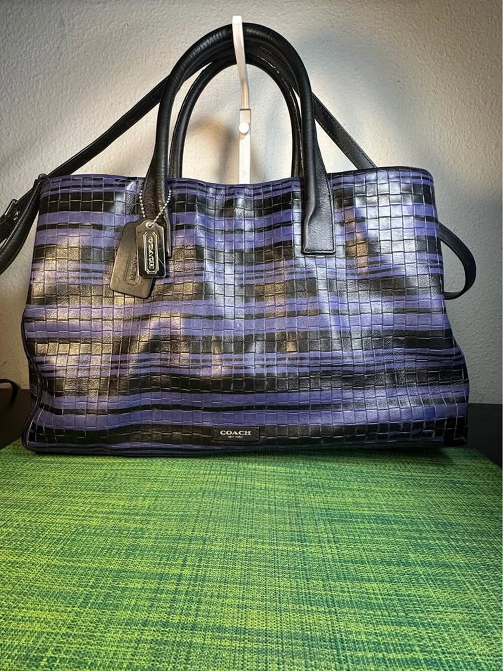 Rare Coach Bleecker Riley Large Carryall in Blue Indigo & Black